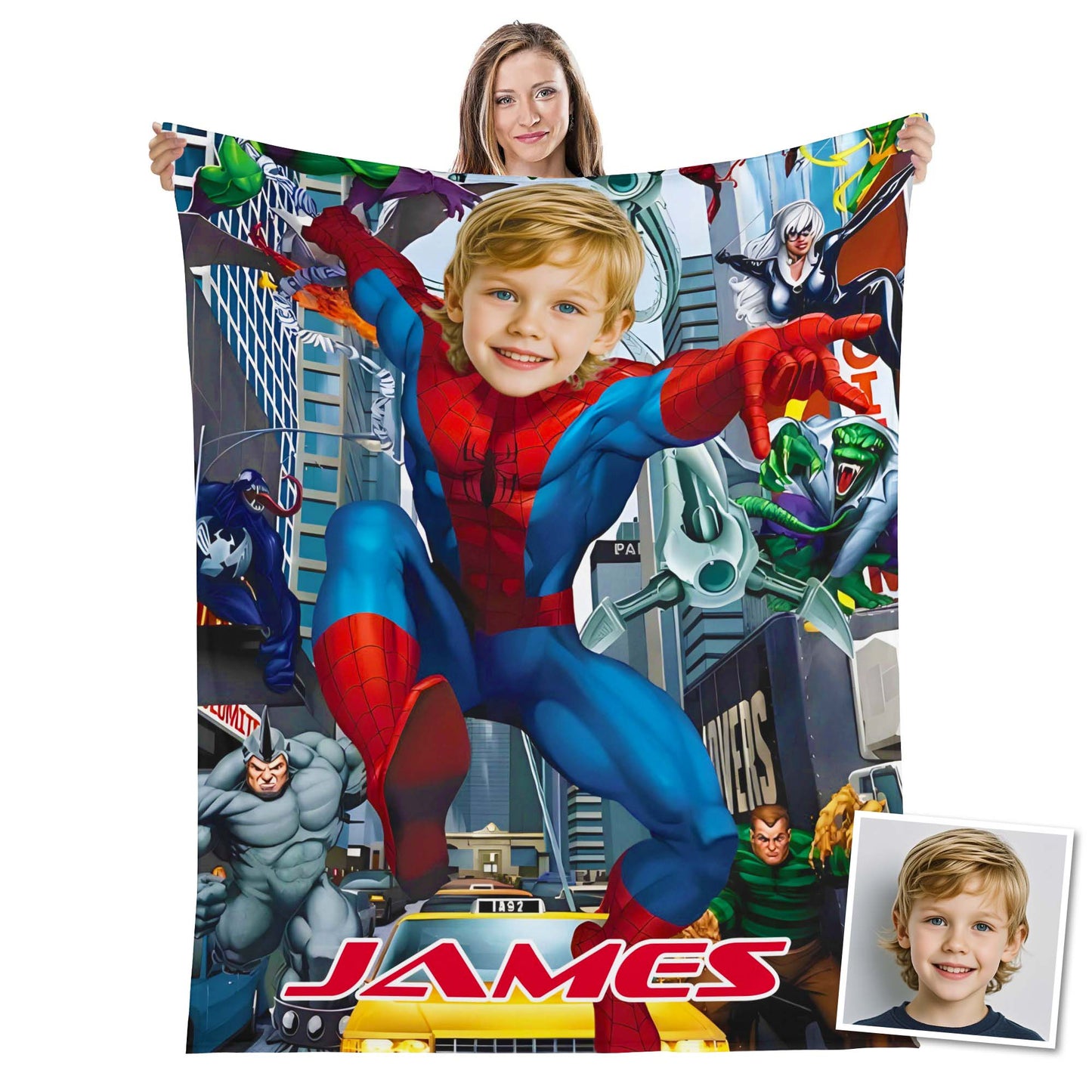 Custom Personalized Photo Blanket - Crazy Spider Hero