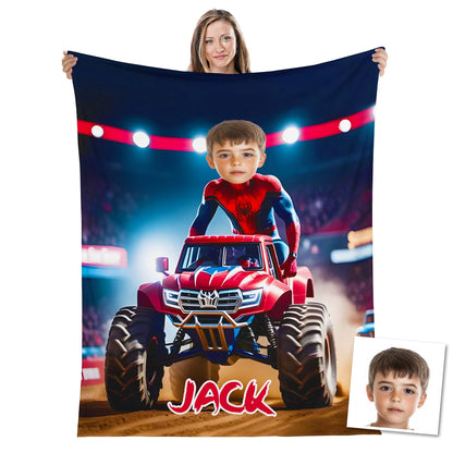 Custom Personalized Photo Blanket - Spider Hero On Car