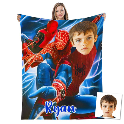 Custom Personalized Photo Blanket - Speedy Spider Hero