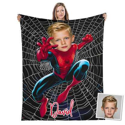 Custom Personalized Photo Blanket - Super Cool Spider Hero