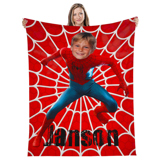 Custom Personalized Name Blanket - Super Power Spider Hero