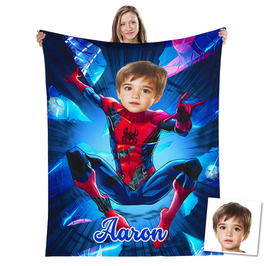 Custom Personalized Photo Blanket - Frozen Spider Hero