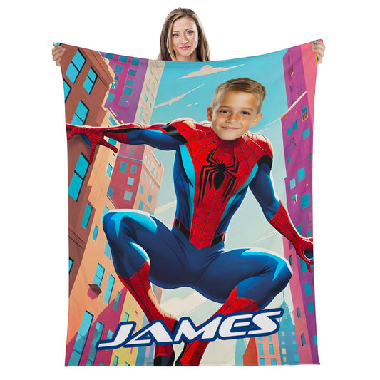 Custom Personalized Photo Blanket - Jumping Spider Hero