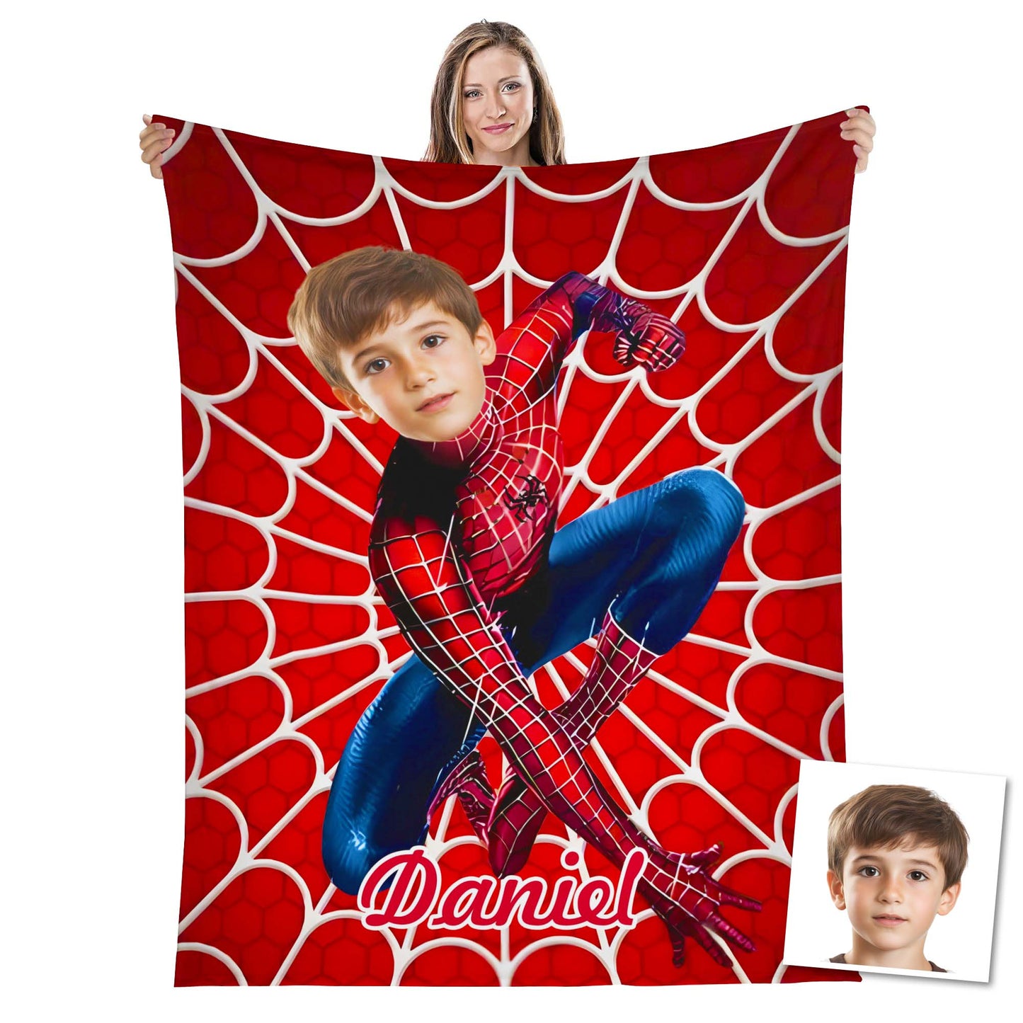 Custom Personalized Photo Blanket - Super Spider Hero