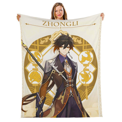 Custom Personalized Name Blanket - Genshin Zhongli Character Impression Blanket