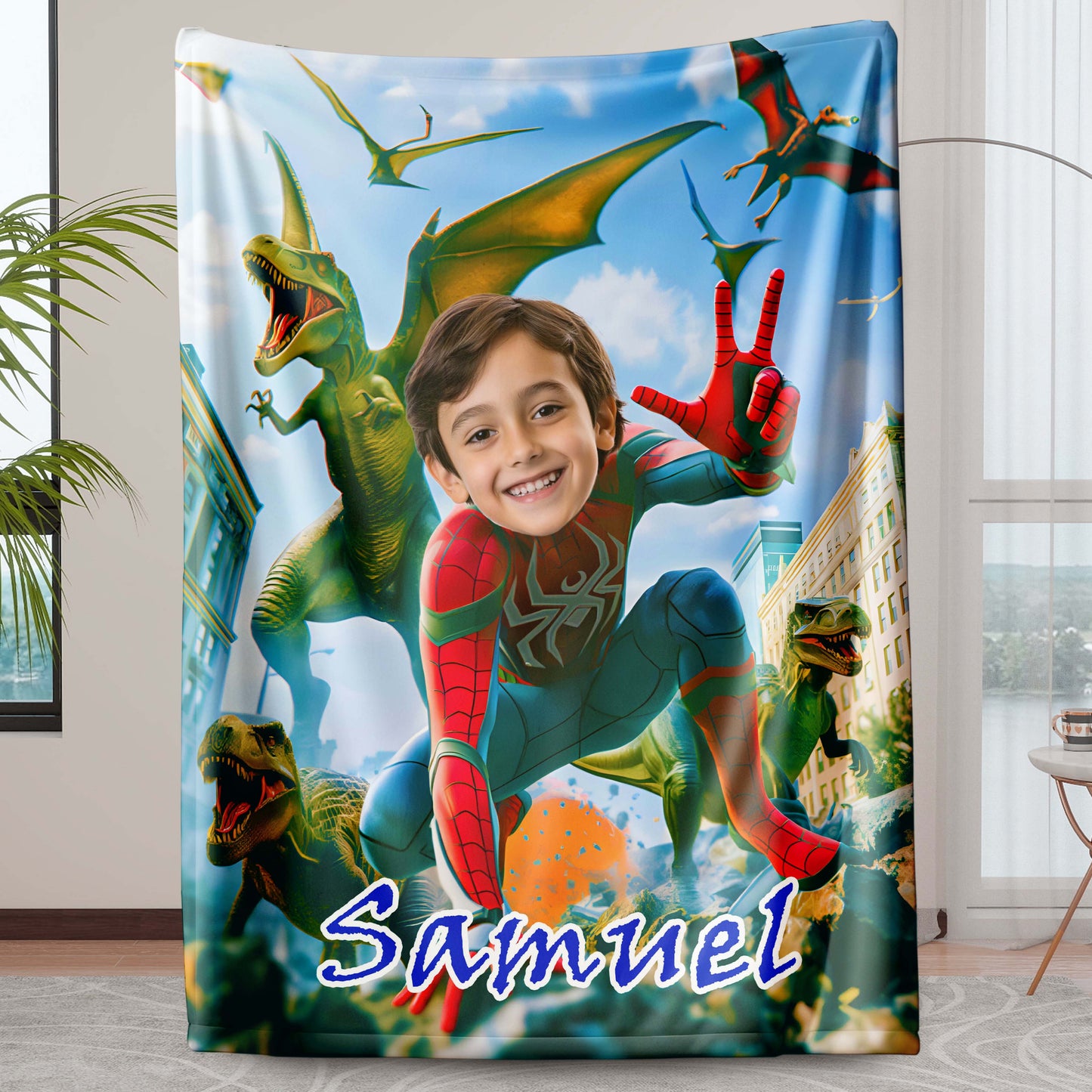 Custom Personalized Photo Blanket - Pterosaur Killer Spider Hero