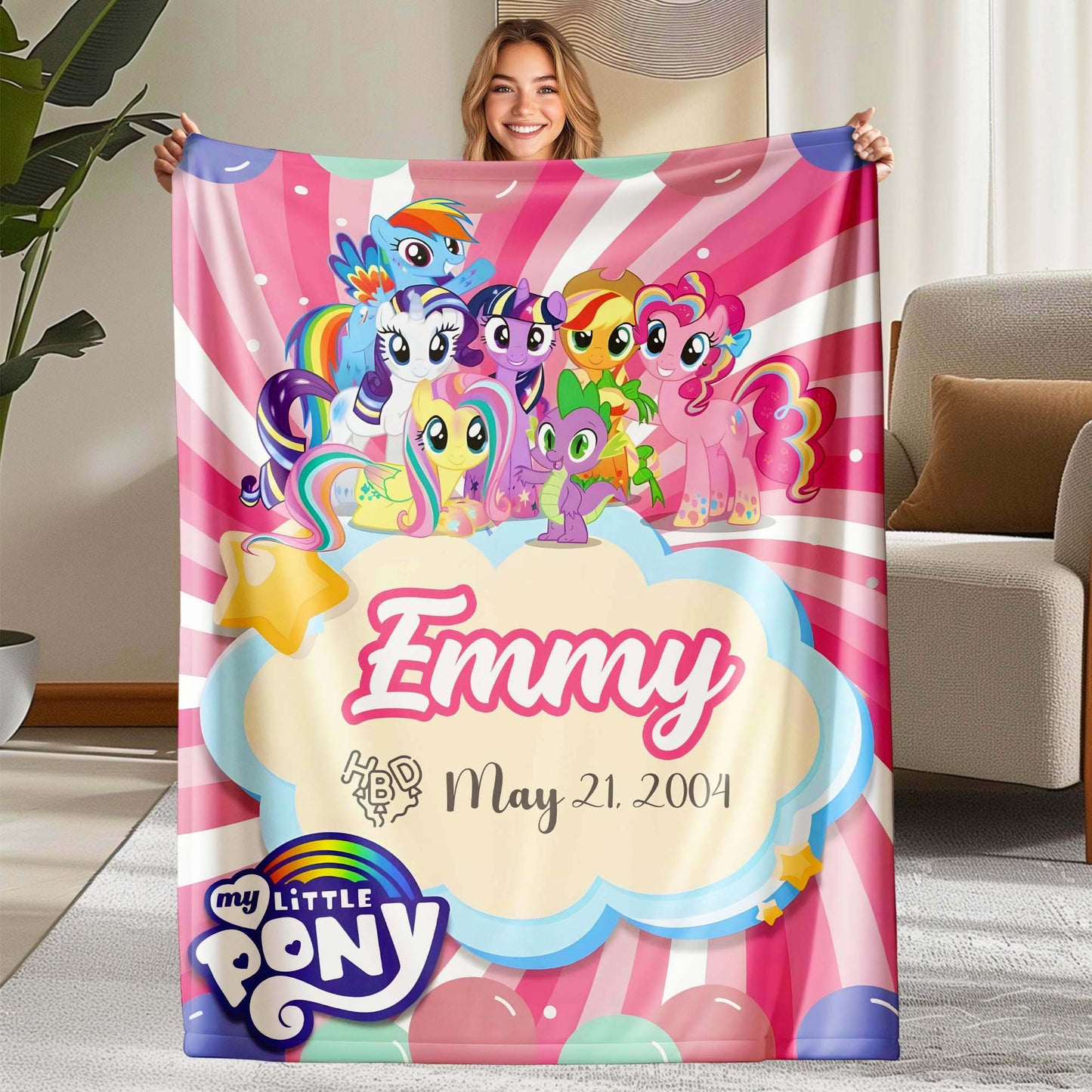 Custom Personalized Name&Age Blanket - Littlе Роnу Birthday Blanket