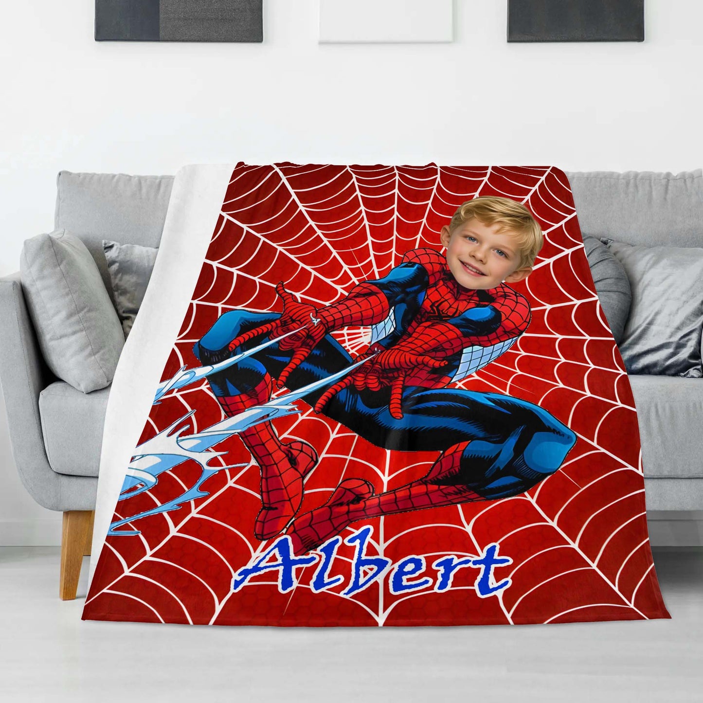 Custom Personalized Photo Blanket - Shooting Spider Hero