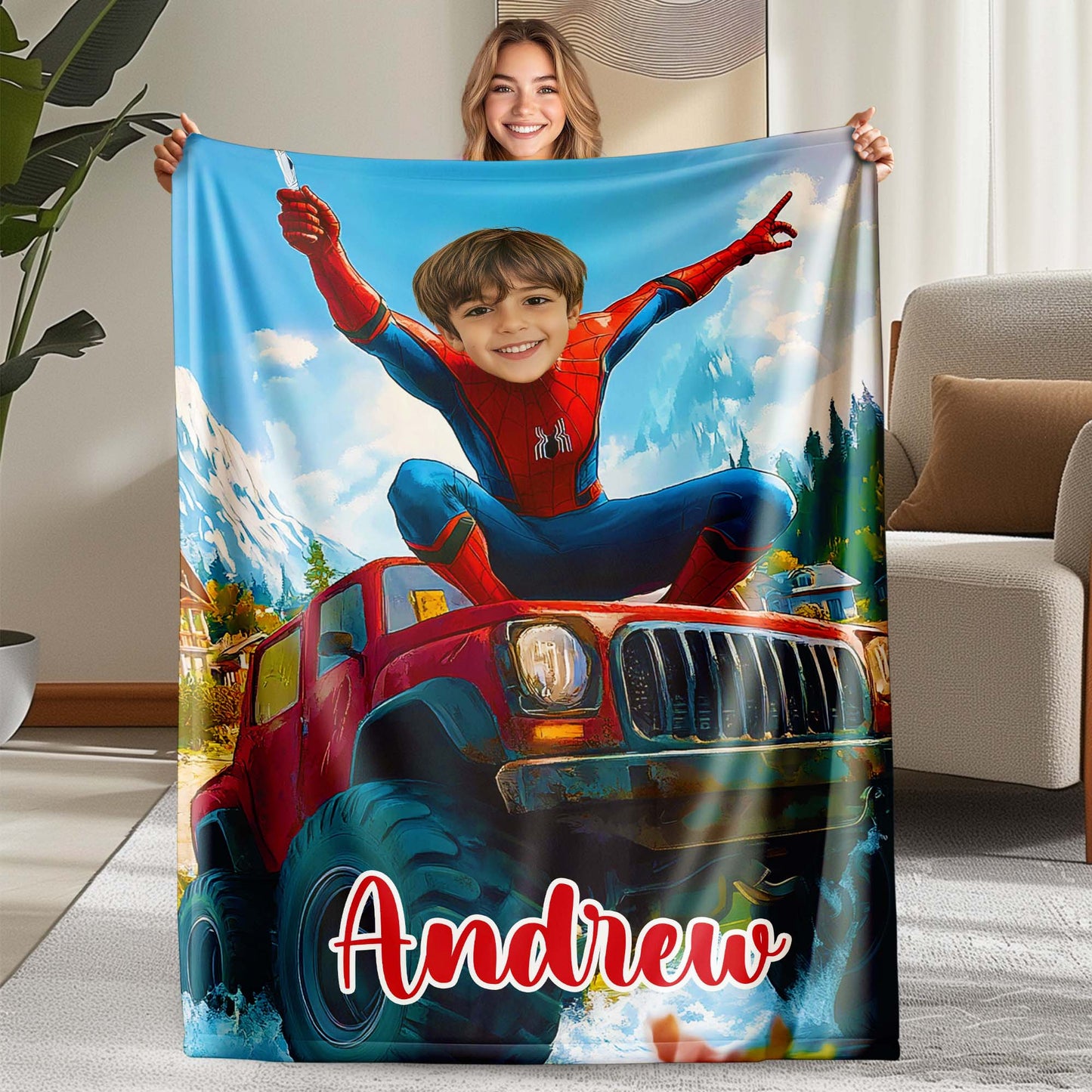 Custom Personalized Photo Blanket - Off-Roader Spider Hero