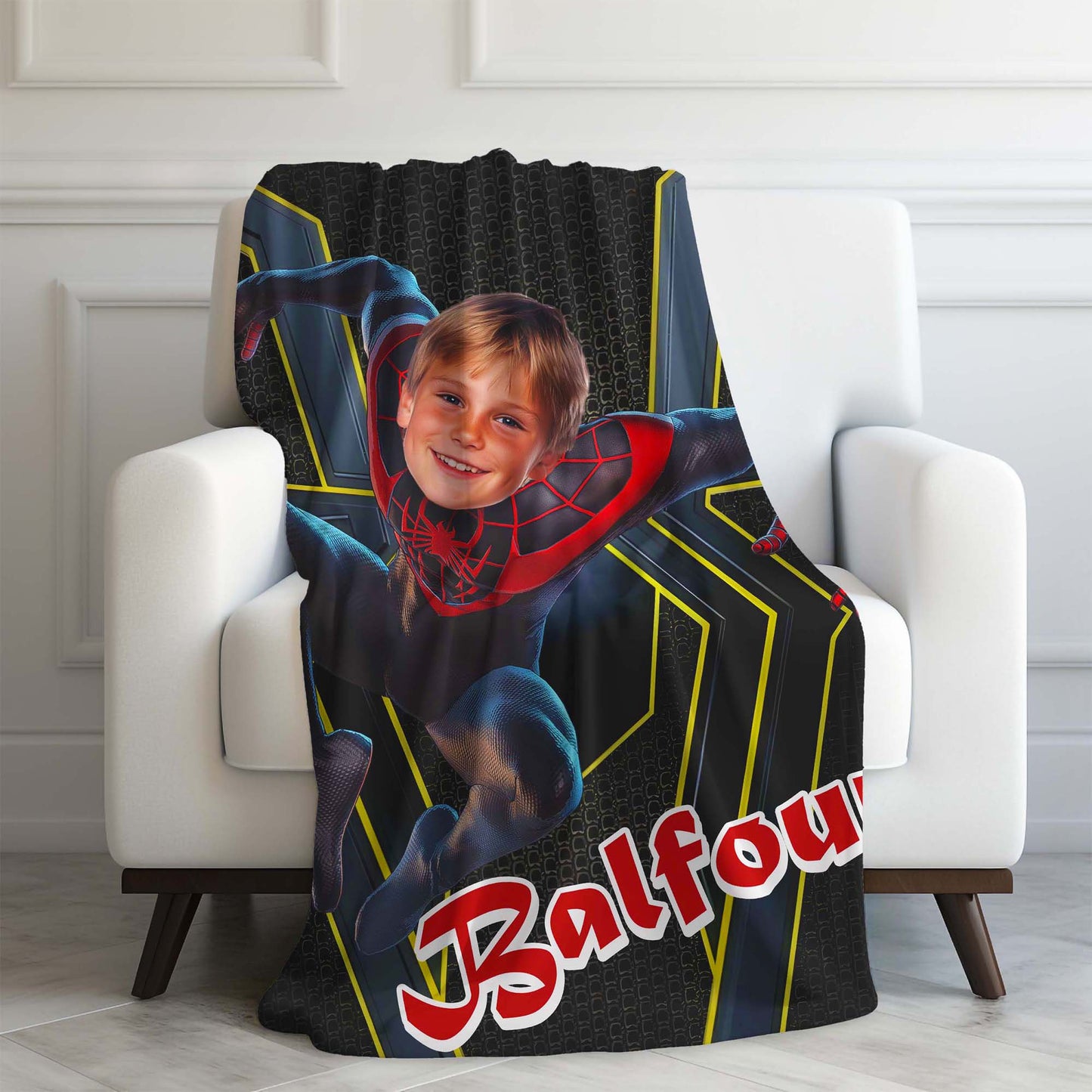 Custom Personalized Photo Blanket - Black Spider Hero