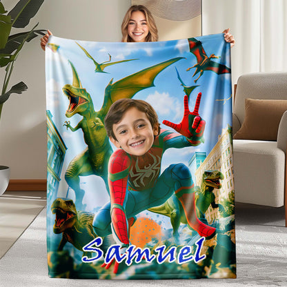 Custom Personalized Photo Blanket - Pterosaur Killer Spider Hero