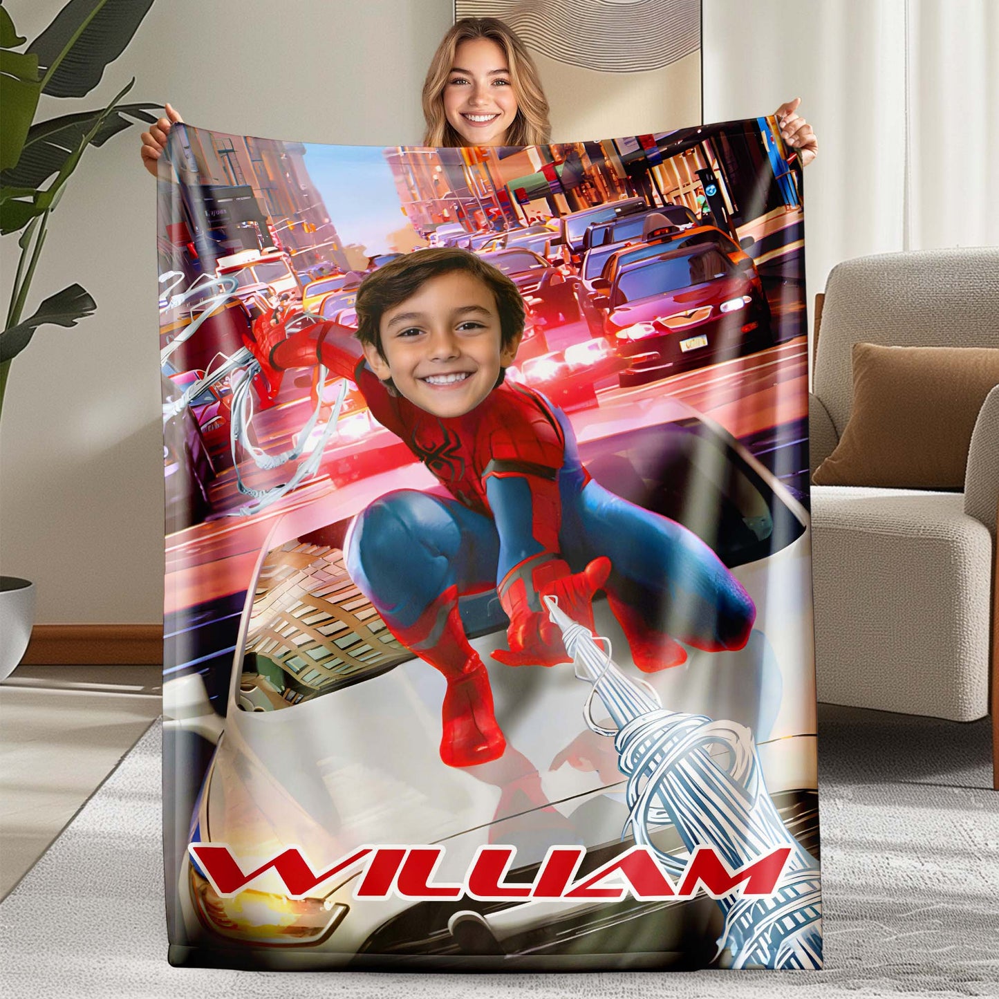 Custom Personalized Photo Blanket - Traffic Tangle Spider Hero