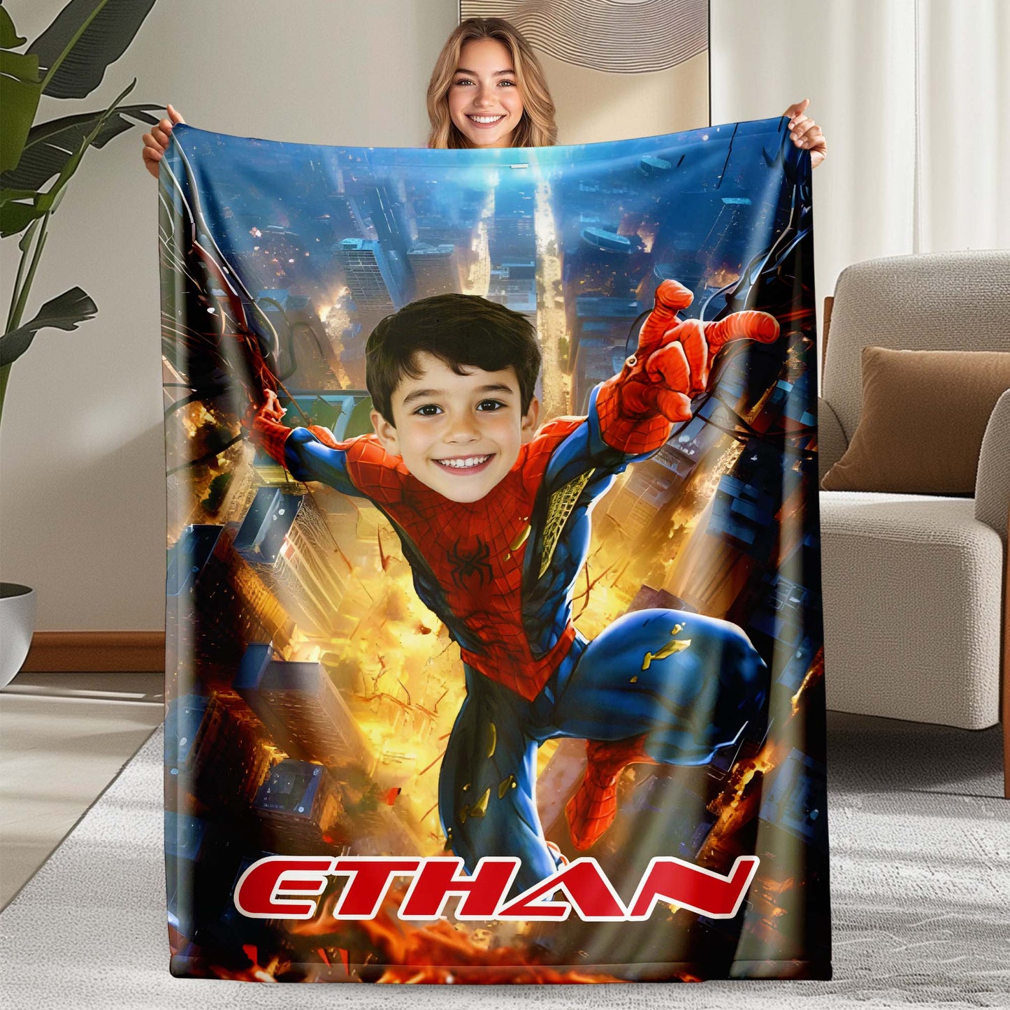 Custom Personalized Photo Blanket - Nightfall Spider Hero