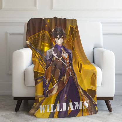 Custom Personalized Name Blanket - Genshin Zhongli Character Blanket