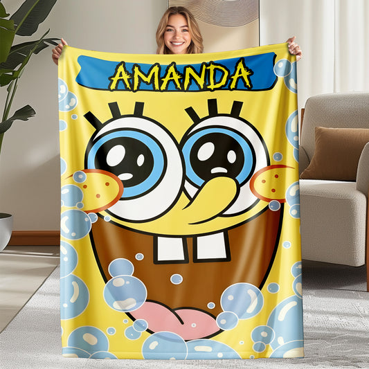 Custom Personalized Name Blanket - SроngеВоb Bubble Blanket