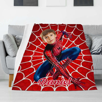 Custom Personalized Photo Blanket - Super Spider Hero