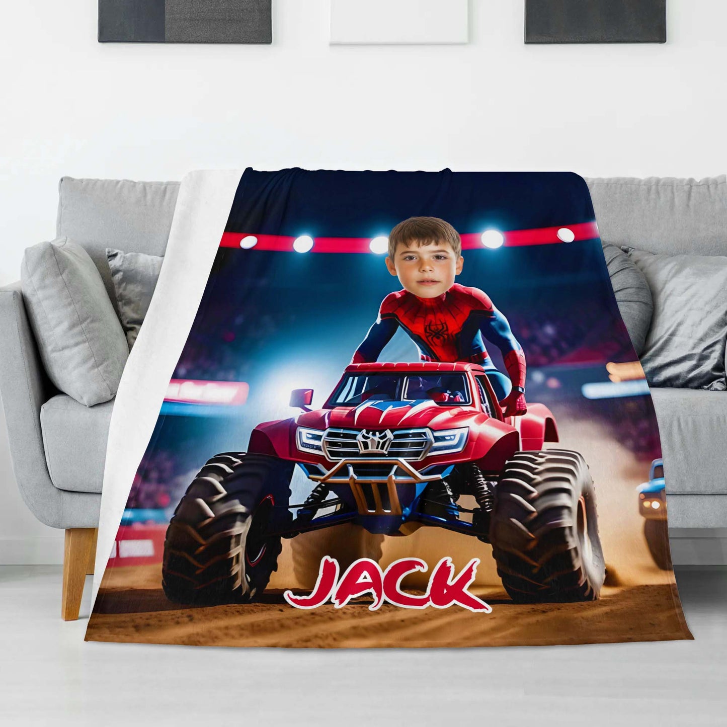 Custom Personalized Photo Blanket - Spider Hero On Car