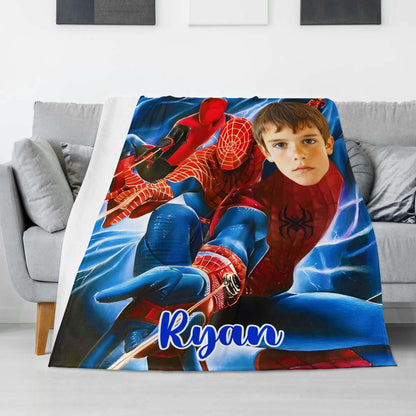 Custom Personalized Photo Blanket - Speedy Spider Hero