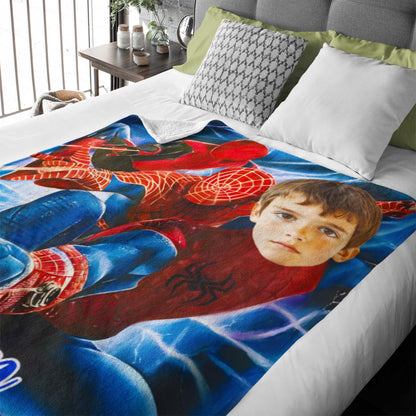 Custom Personalized Photo Blanket - Speedy Spider Hero