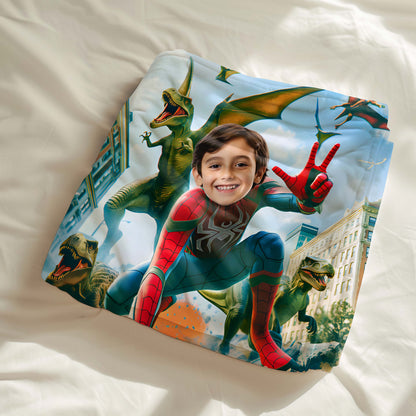 Custom Personalized Photo Blanket - Pterosaur Killer Spider Hero