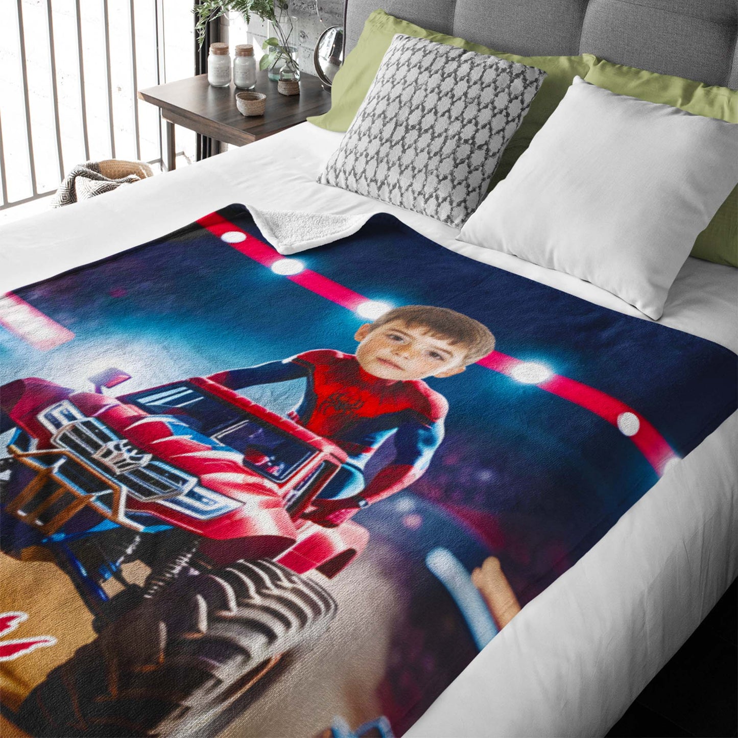 Custom Personalized Photo Blanket - Spider Hero On Car