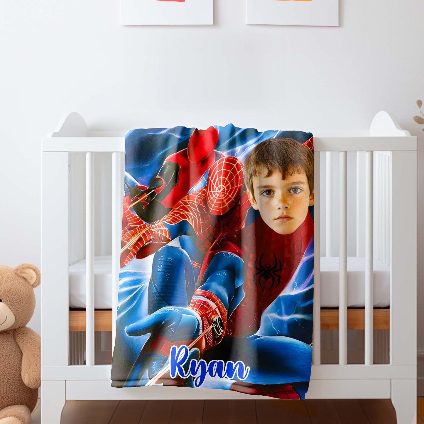 Custom Personalized Photo Blanket - Speedy Spider Hero