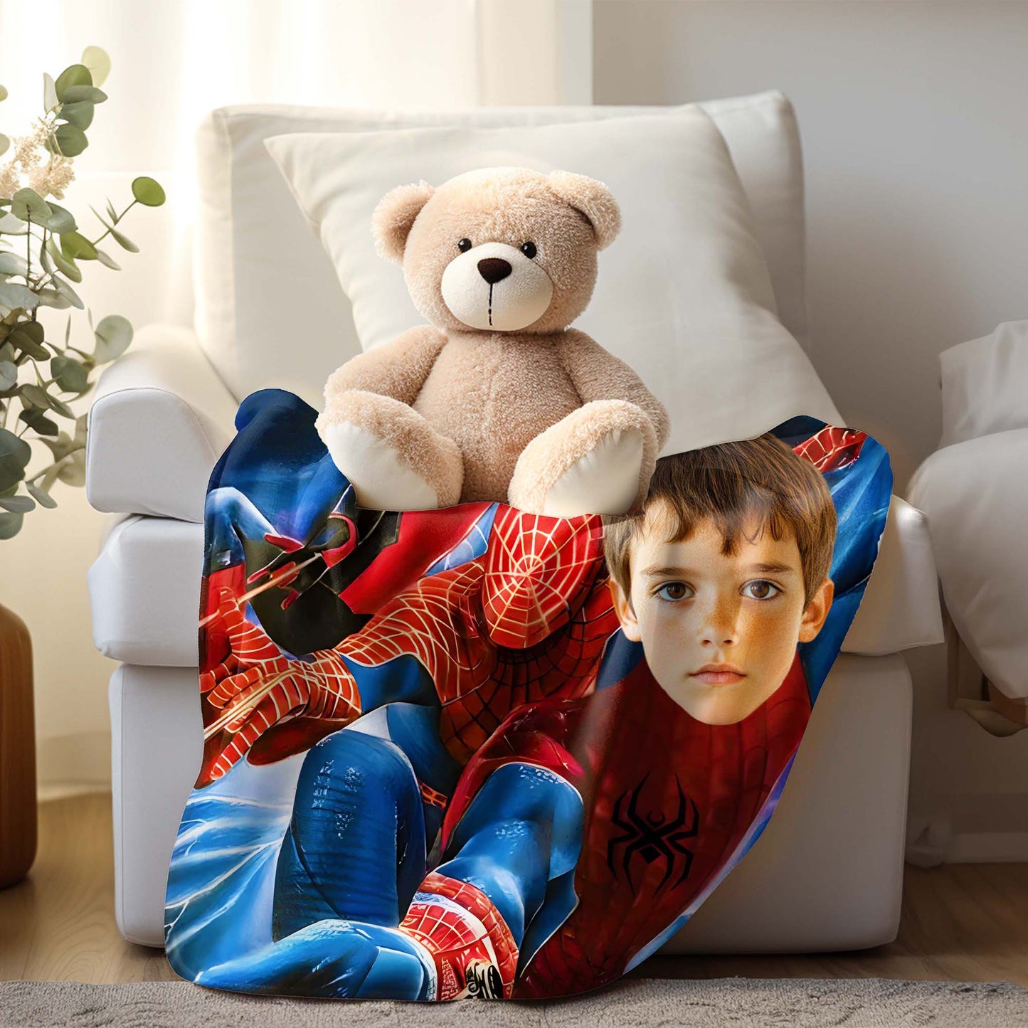 Custom Personalized Photo Blanket - Speedy Spider Hero