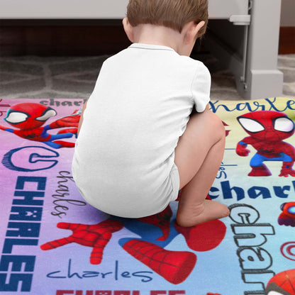 Custom Personalized Name Blanket - Cartoon Spider Hero