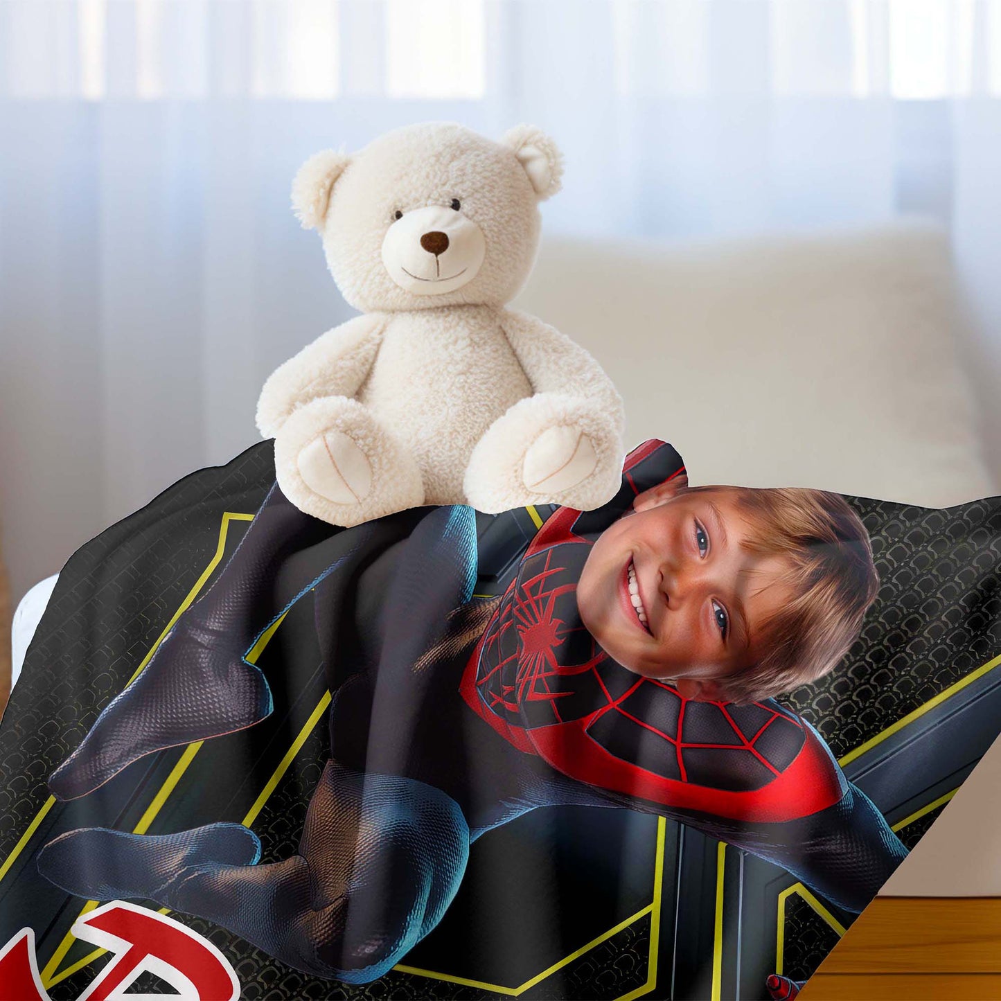 Custom Personalized Photo Blanket - Black Spider Hero