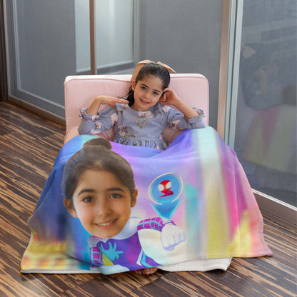 Custom Personalized Name Blanket - Cool Girls Jumping Spider Hero