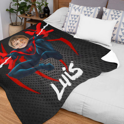 Custom Personalized Name Blanket - Cartoon Black Spider Vampire Hero