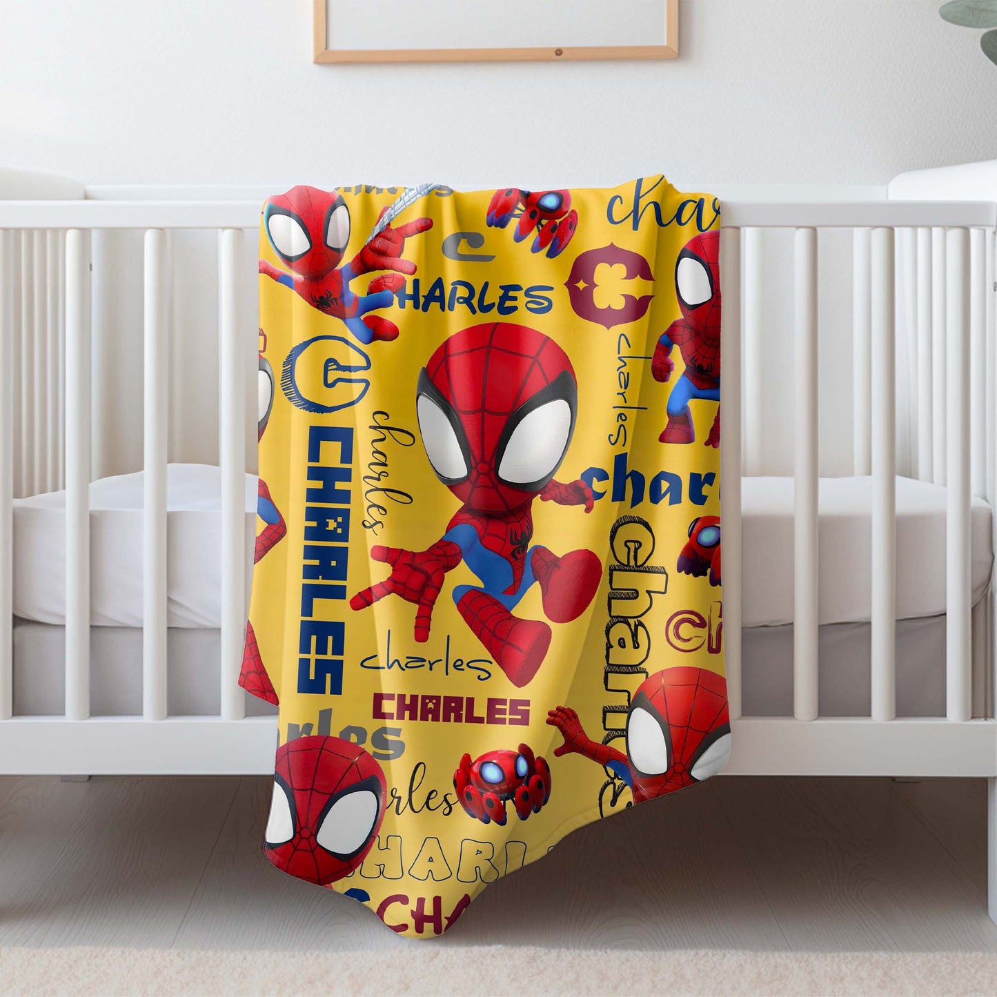 Custom Personalized Name Blanket - Cartoon Spider Hero