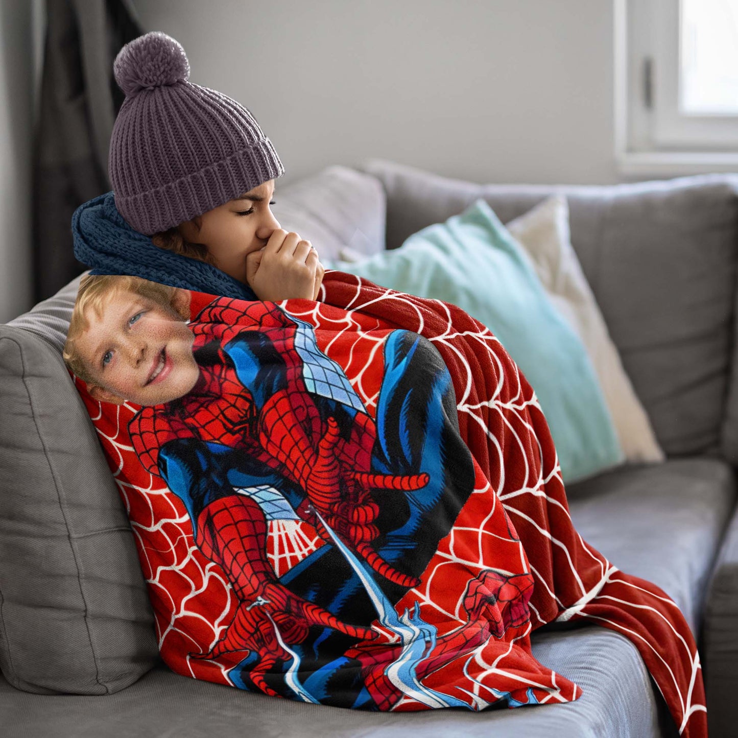 Custom Personalized Photo Blanket - Shooting Spider Hero