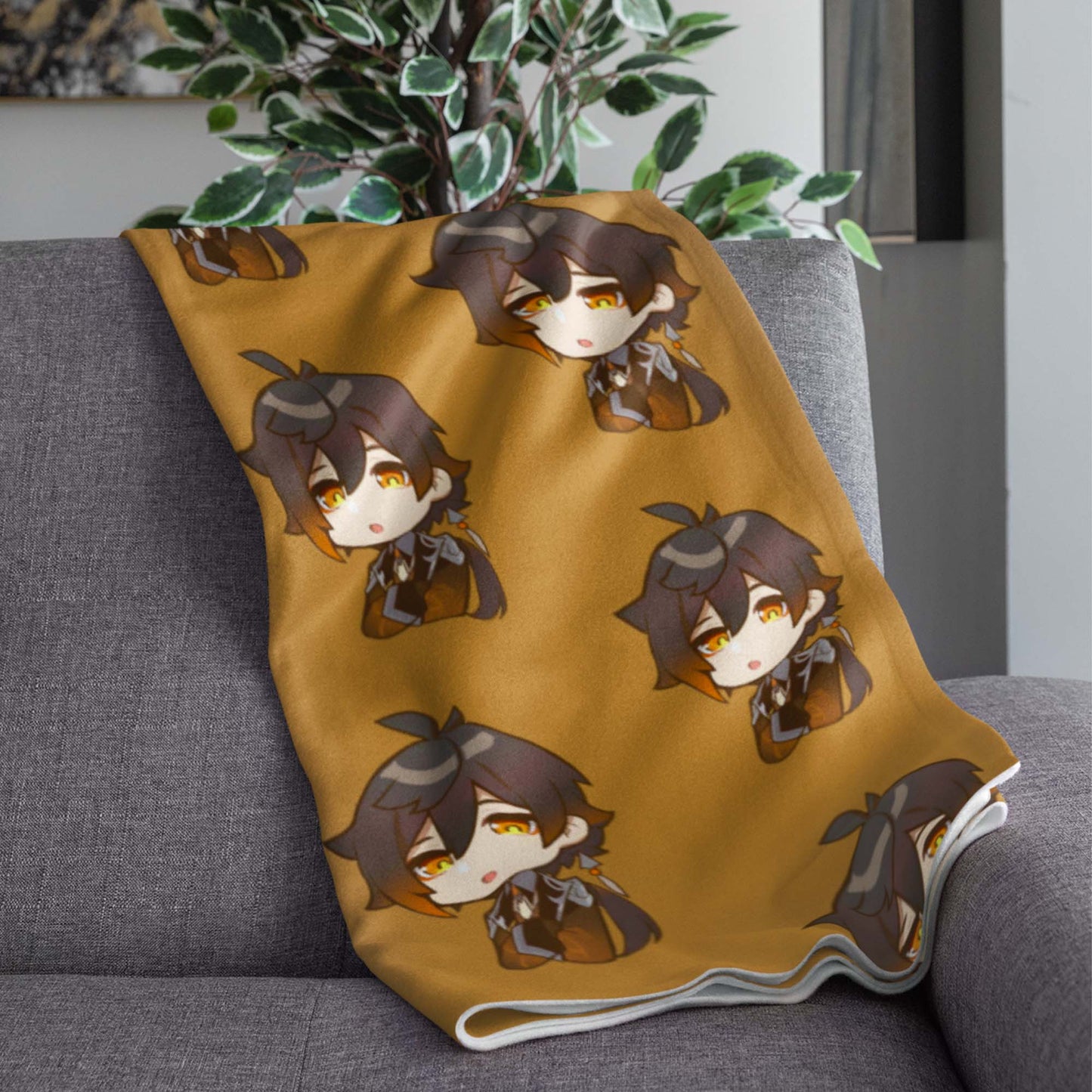 Genshin Chibi Zhongli Avatar Blanket