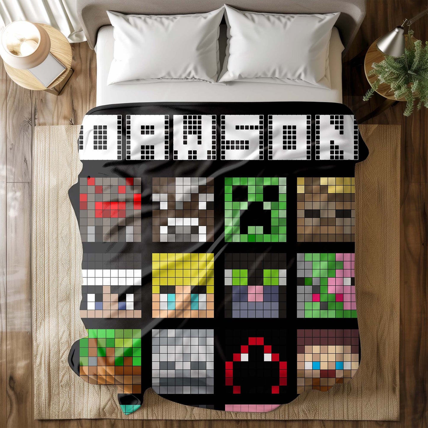 Custom Personalized Name Blanket - Pixel Style Avatar Blanket