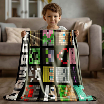 Custom Personalized Name Blanket - Pixel Style Avatar Blanket