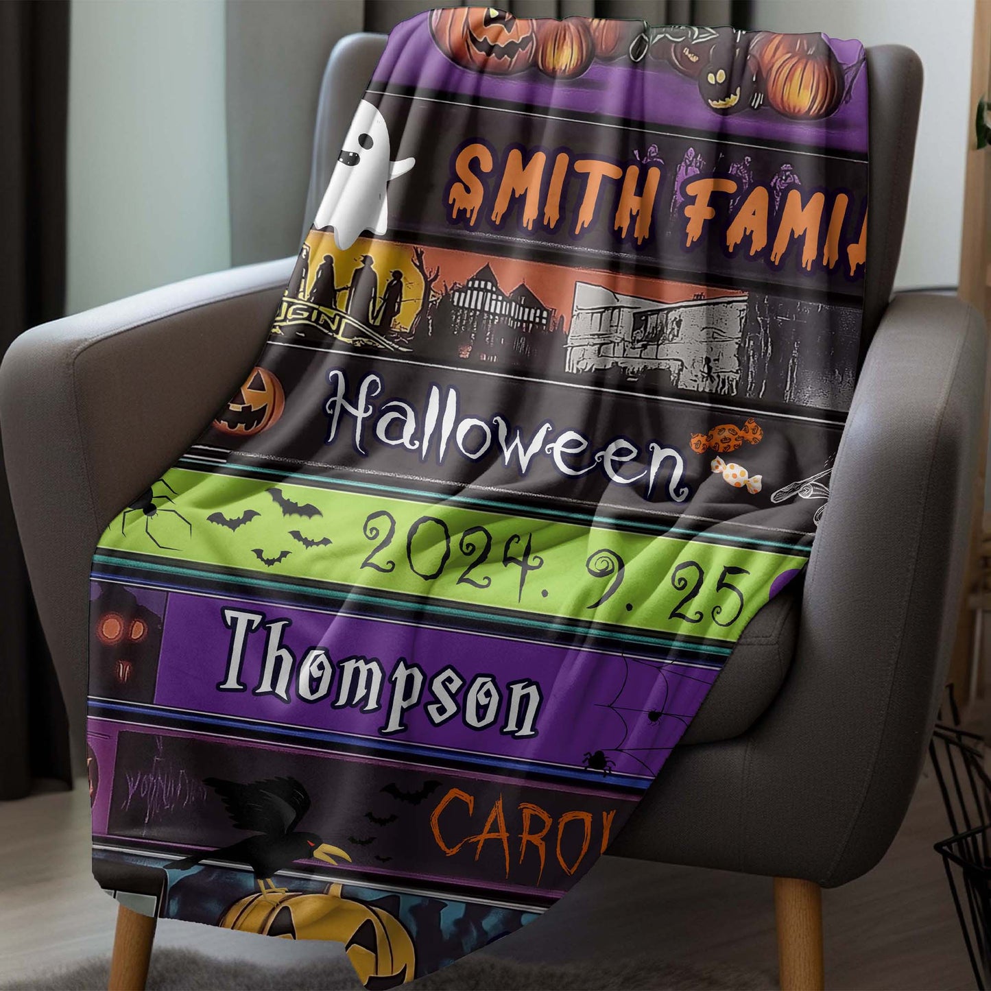 Custom Personalized Name Blanket - Halloween Banner Blanket