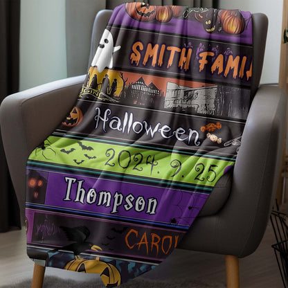 Custom Personalized Name Blanket - Halloween Banner Blanket