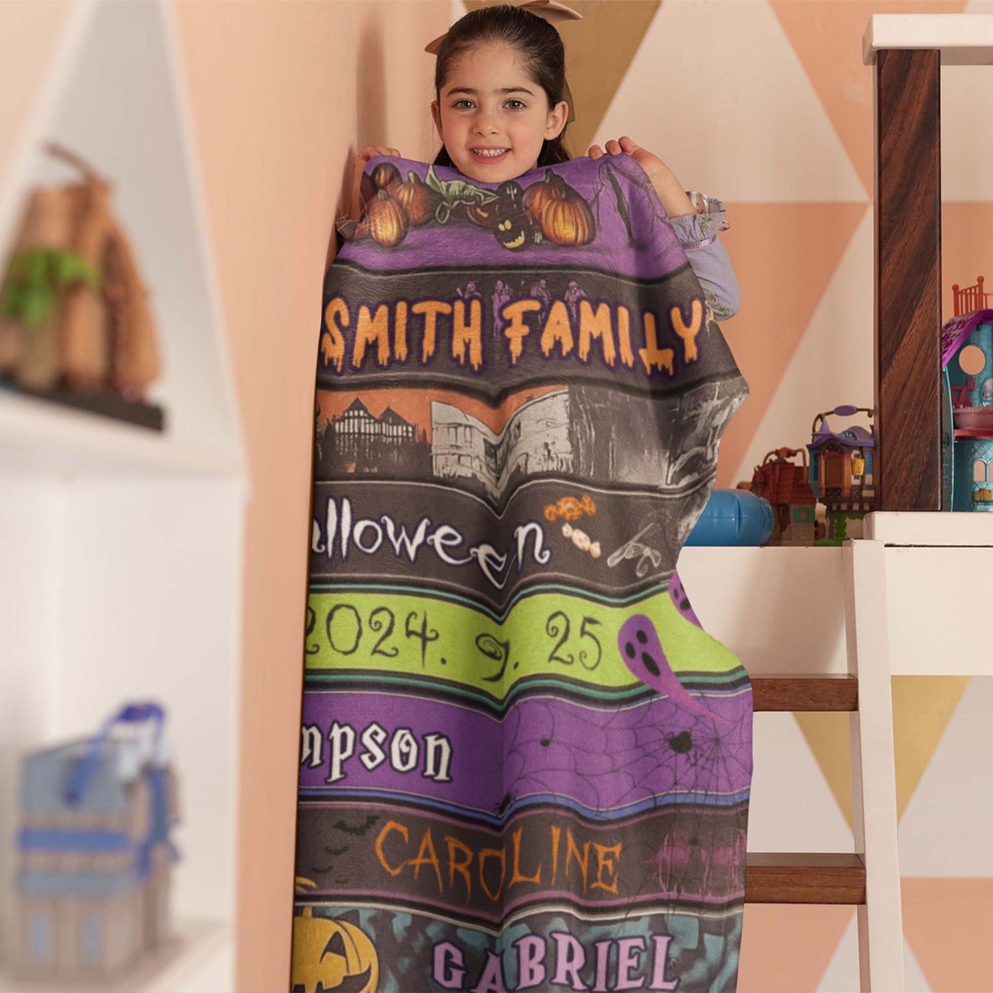 Custom Personalized Name Blanket - Halloween Banner Blanket