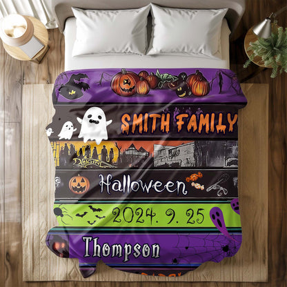 Custom Personalized Name Blanket - Halloween Banner Blanket