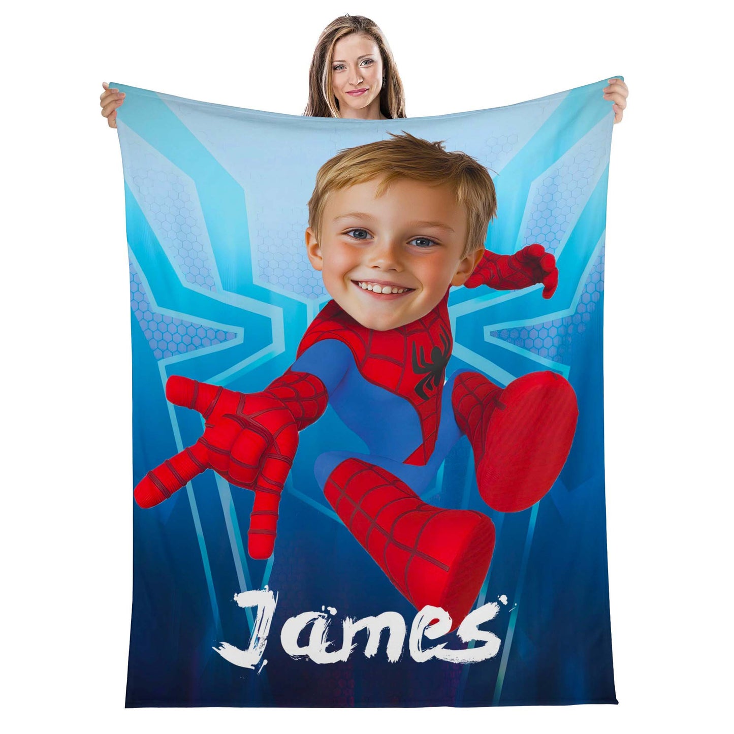 Custom Personalized Photo Blanket - Flying Spider Hero