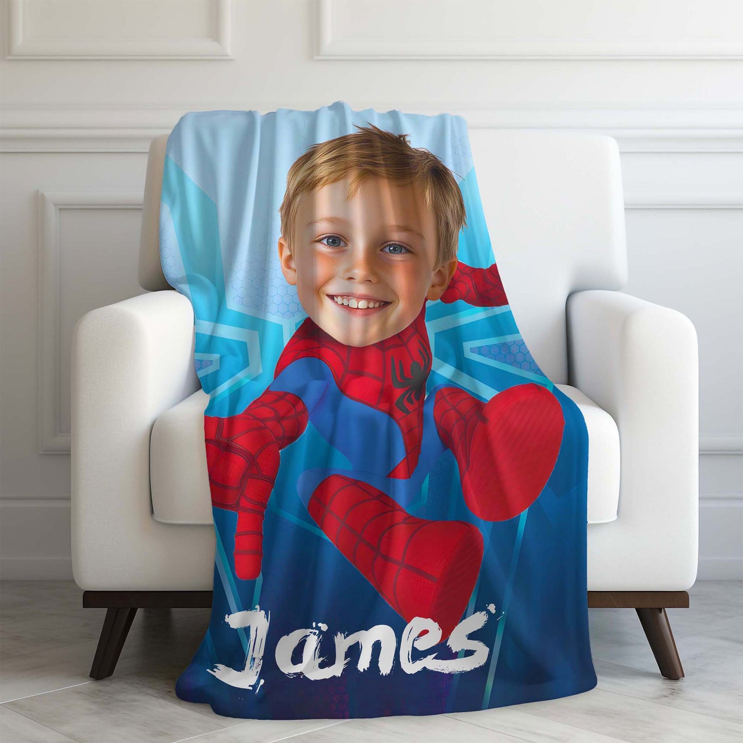 Custom Personalized Photo Blanket - Flying Spider Hero