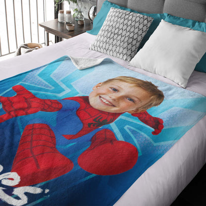 Custom Personalized Photo Blanket - Flying Spider Hero