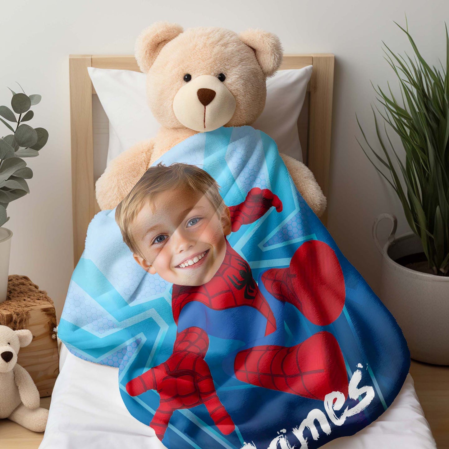 Custom Personalized Photo Blanket - Flying Spider Hero