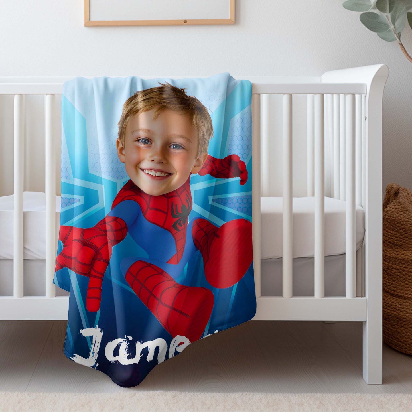 Custom Personalized Photo Blanket - Flying Spider Hero