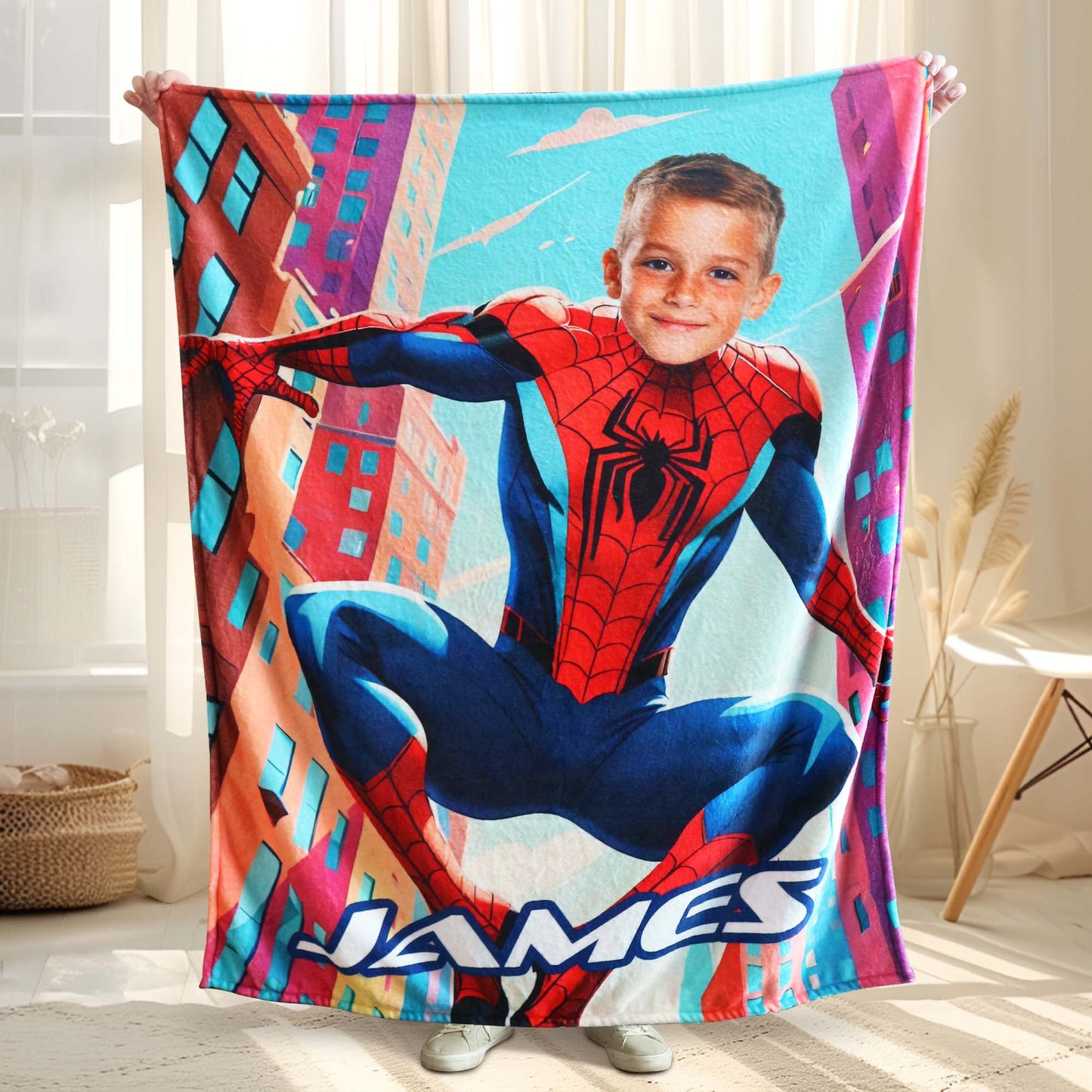 Custom Personalized Photo Blanket - Jumping Spider Hero