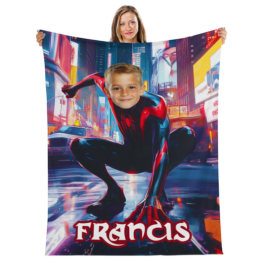 Custom Personalized Name Blanket - City Hero Spider