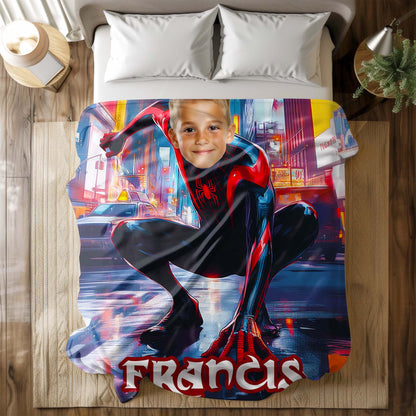 Custom Personalized Name Blanket - City Hero Spider