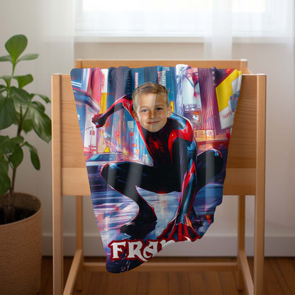 Custom Personalized Name Blanket - City Hero Spider