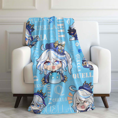 Custom Personalized Name Blanket - Genshin Chibi Furina Blanket